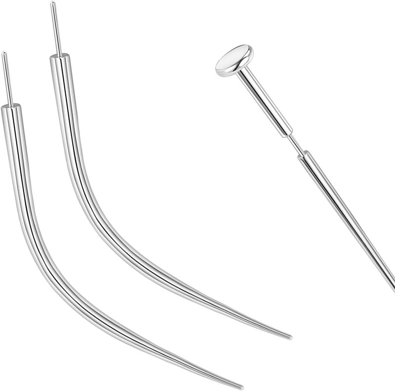 PunkTracker 20g/18g/16g/14g Curved ASTM F136 Titanium Piercing Kit Taper Insertion Pin for Threadless Tragus Helix Lip Nose Helix Piercing Jewelry Cartilage Earrings Labret Studs Nose Stud Stretcher - Image 1